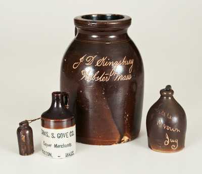 Lot of Three: Webster, MA Stoneware Oyster Jar w/ 