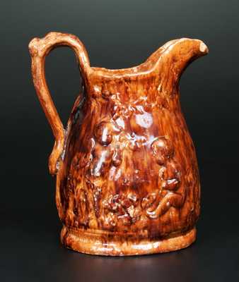 Rare Molded Solomon Bell (Strasburg, VA) Redware Pitcher Signed 