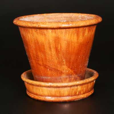 JOHN BELL Redware Flowerpot with Streaked Manganese Decoration