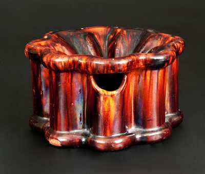 JOHN W. BELL / WAYNESBORO, PA Redware Molded Spittoon with Manganese Streaks