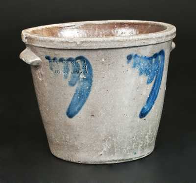 1 Gal. S. BELL & SON / STRASBURG, VA Stoneware Pail-Shaped Crock with Swag Decoration