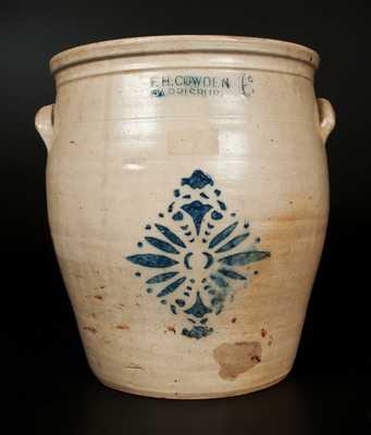 6 Gal. F. H. COWDEN / HARRISBURG, PA Stoneware Crock with Stenciled Decoration