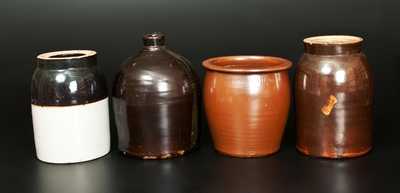 Lot of Four: Late-19th Century Stoneware Vessels incl. Cowden (Harrisburg) Examples