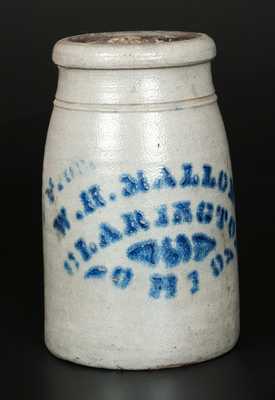 Scarce Stoneware Canning Jar with Clarington, Ohio Advertising, Western PA origin, circa 1875