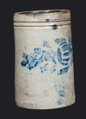 Stoneware Wax Sealer with Stenciled Cobalt Floral Design, Western PA origin, circa 1875