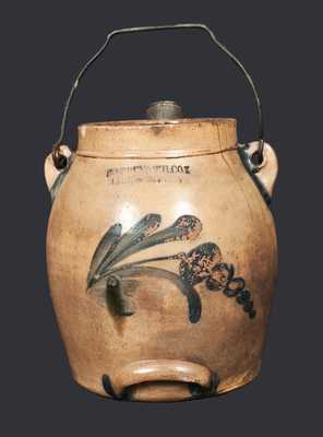 COWDEN & WILCOX / HARRISBURG, PA Stoneware Batter Pail with Floral Decoration