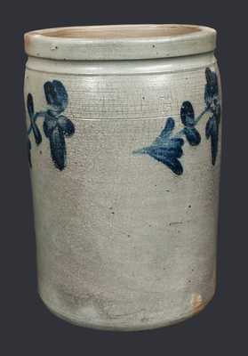 1 1/2 Gal. Stoneware Crock with Floral Decoration att. Chester Co., PA