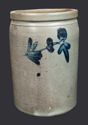1 1/2 Gal. Stoneware Crock with Floral Decoration att. Chester Co., PA