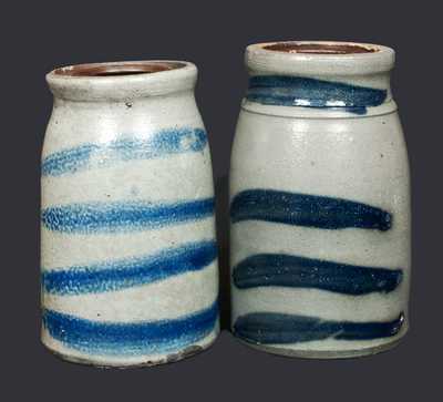 Lot of Two: Western PA Striped Stoneware Canning Jars