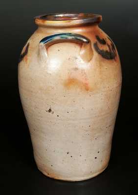 C. CROLIUS / NEW-YORK Stoneware Jar with Cobalt Decoration, Two-Gallon