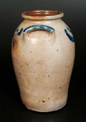 C. CROLIUS / NEW-YORK Stoneware Jar with Cobalt Decoration, Two-Gallon