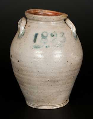 Fine Old Bridge, NJ Stoneware Jar with Incised Floral Decoration