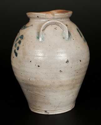 Fine Old Bridge, NJ Stoneware Jar with Incised Floral Decoration