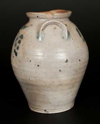 Fine Old Bridge, NJ Stoneware Jar with Incised Floral Decoration