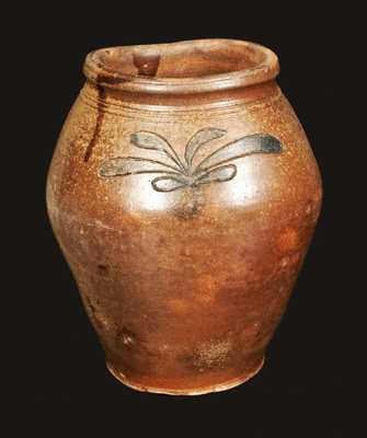 Manhattan, NY Stoneware Jar with Incised Foliate Decoration, attributed to John Remmey III