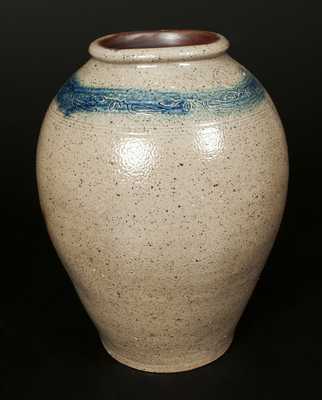 Stoneware Jar with Coggled Bird and Leaf Decoration, Old Bridge, NJ or Philadelphia, PA origin