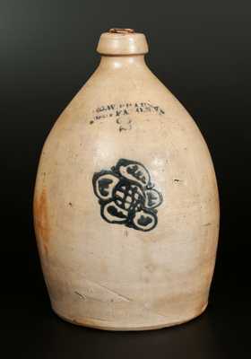 C.W. BRAUN / BUFFALO. N.Y." Stoneware Jug with Cobalt Floral Decoration, Two-Gallon.