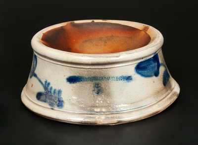 STANDISH & WRIGHT Stoneware Spittoon with Cobalt Floral Decoration, Taunton, MA