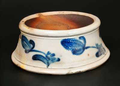 STANDISH & WRIGHT Stoneware Spittoon with Cobalt Floral Decoration, Taunton, MA