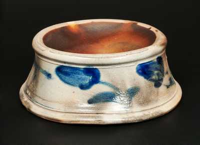 STANDISH & WRIGHT Stoneware Spittoon with Cobalt Floral Decoration, Taunton, MA