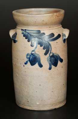 Scarce One-Gallon Stoneware Table Churn with Cobalt Floral Decoration, Baltimore, MD, c1850