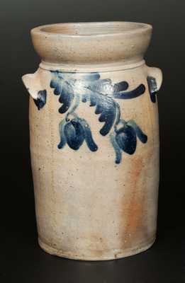 Scarce One-Gallon Stoneware Table Churn with Cobalt Floral Decoration, Baltimore, MD, c1850