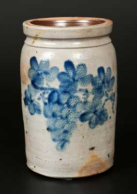Unusual One-Gallon Stoneware Jar with Cobalt Grapes Decoration, probably New Jersey