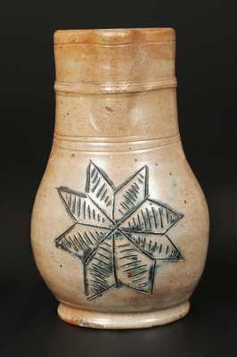 Small-Sized Stoneware Pitcher w/ Incised Star Decoration, New York State origin, third quarter 19th century