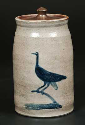 Very Rare Morgantown, WV Stoneware Canning Jar with Bird Decoration