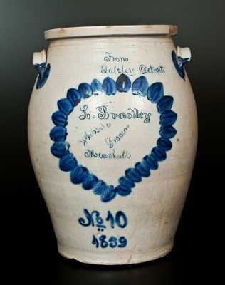 1859 Theodore Balsley, Detroit, Michigan, Stoneware Jar w/ Marshall, MI Advertising