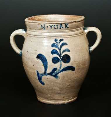 Extremely Rare and Important COERLEARS HOOK / N. YORK Stoneware Jar, Thomas Commeraw
