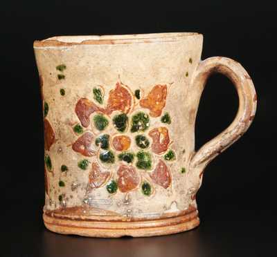 Very Rare Sgraffito Mug, Southeastern PA, Late 18th Century