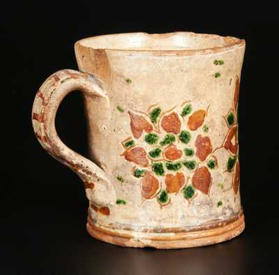 Very Rare Sgraffito Mug, Southeastern PA, Late 18th Century
