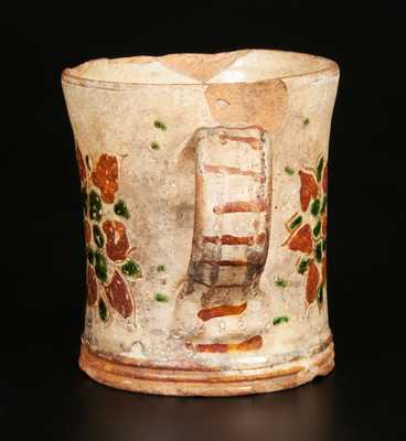 Very Rare Sgraffito Mug, Southeastern PA, Late 18th Century
