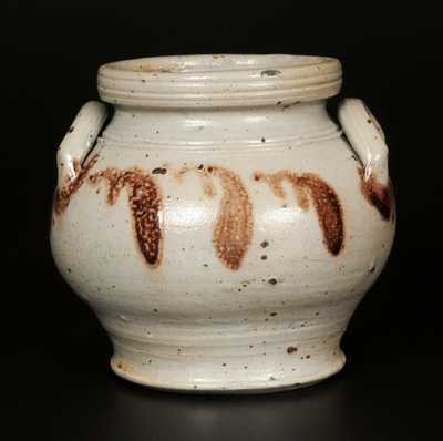 Very Rare Stoneware Sugar Bowl with Manganese Decoration att. Henry Glazier, Huntingdon, PA