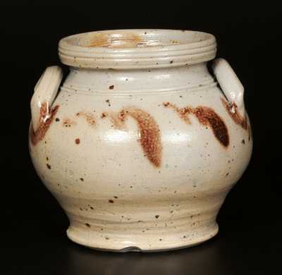 Very Rare Stoneware Sugar Bowl with Manganese Decoration att. Henry Glazier, Huntingdon, PA