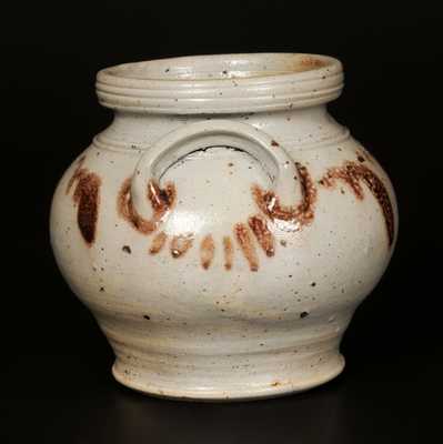 Very Rare Stoneware Sugar Bowl with Manganese Decoration att. Henry Glazier, Huntingdon, PA