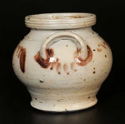 Very Rare Stoneware Sugar Bowl with Manganese Decoration att. Henry Glazier, Huntingdon, PA