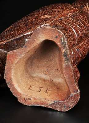 Unusual Sewertile Owl on Stump with Inscribed Initials on Underside