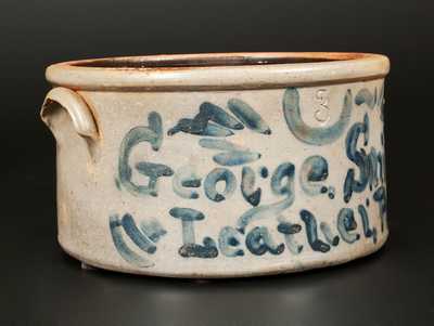 Very Unusual Stoneware Cake Crock Inscribed 