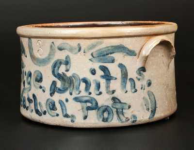 Very Unusual Stoneware Cake Crock Inscribed 