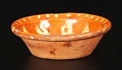 Very Rare Diminutive Redware Bowl with Yellow-Slip Floral Decoration