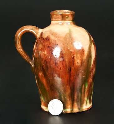 Rare Multi-Glazed Redware Jug, Bell or Eberly, Strasburg, VA