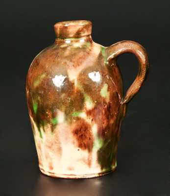 Rare Multi-Glazed Redware Jug, Bell or Eberly, Strasburg, VA