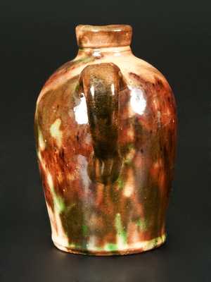 Rare Multi-Glazed Redware Jug, Bell or Eberly, Strasburg, VA