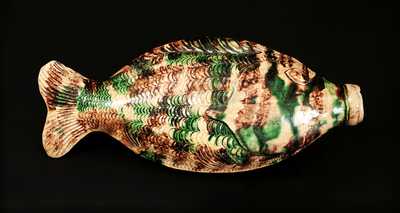 Moravian (Salem, NC) Earthenware Fish Flask / Bottle