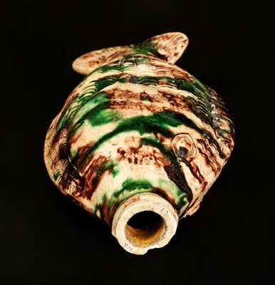 Extremely Rare and Important Moravian Fish Flask, Rudolph Christ, Salem, NC