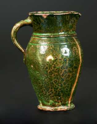 Shenandoah Valley Redware Creamer with Bright Copper Glaze