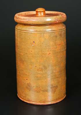 Galena, IL Tall and Narrown Lidded Redware Jar