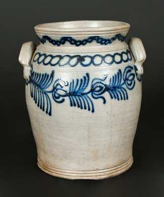 Monumental B. C. MILBURN / ALEXA. Handled Stoneware Jar w/ Elaborate Slip-Trailed Decoration